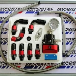 Regulador de presión Rojo/Negro de gasolina universal con kit de instalación (AN6)