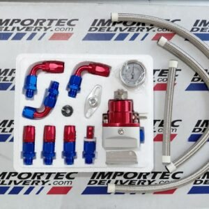 Regulador de presión Rojo/Plateado  de gasolina universal con kit de instalación (AN6)