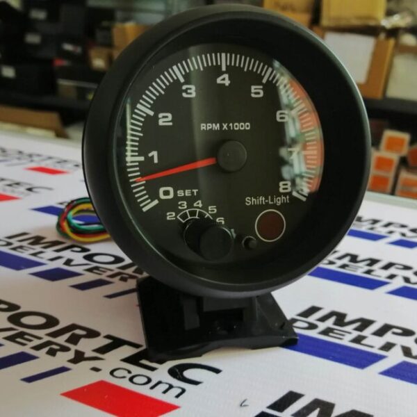 Tacómetro genérico 3 1/4 12v c/shift light Negro