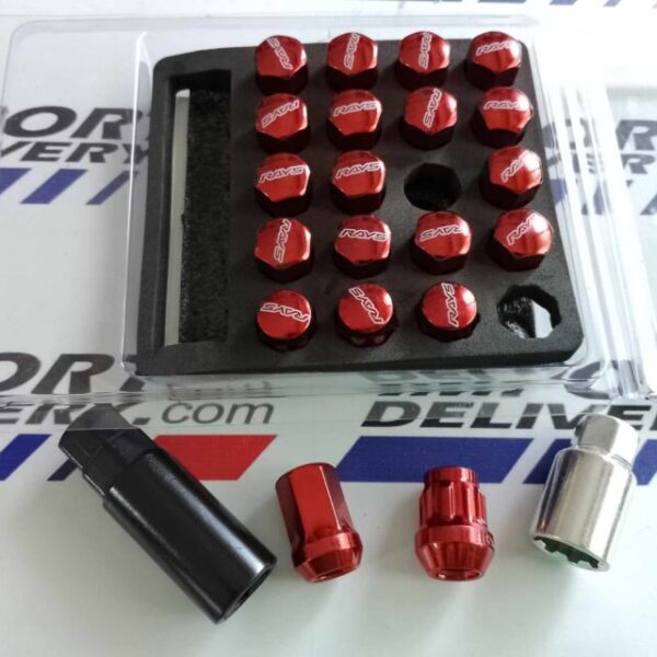 Tuercas cortas RAYS de acero ROJAS